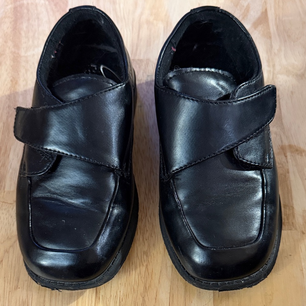 Classic Black Kids Dress Shoes with Velcro Closure Size 9
